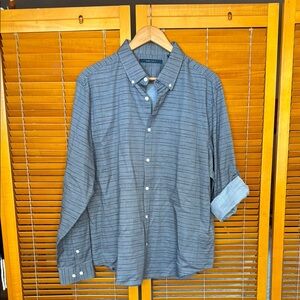 Perry Ellis Casual grey with white Stripes Button-Down Shirt